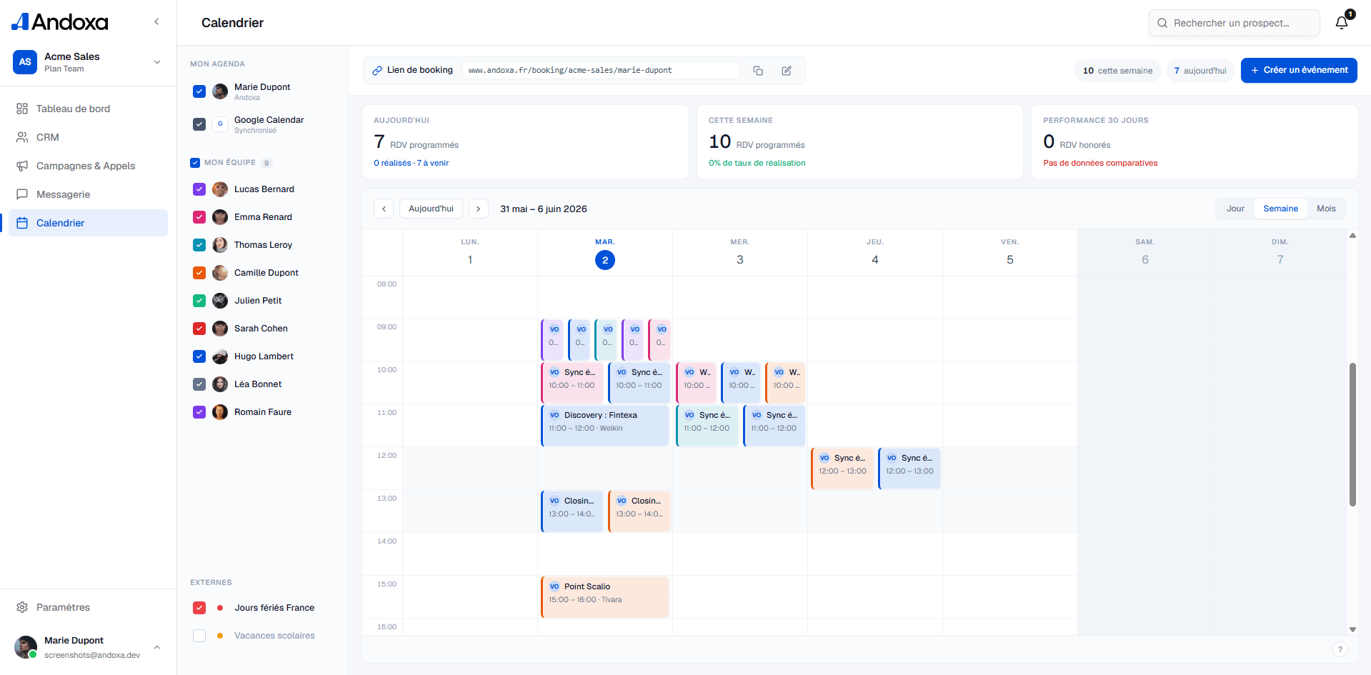 Calendrier Andoxa